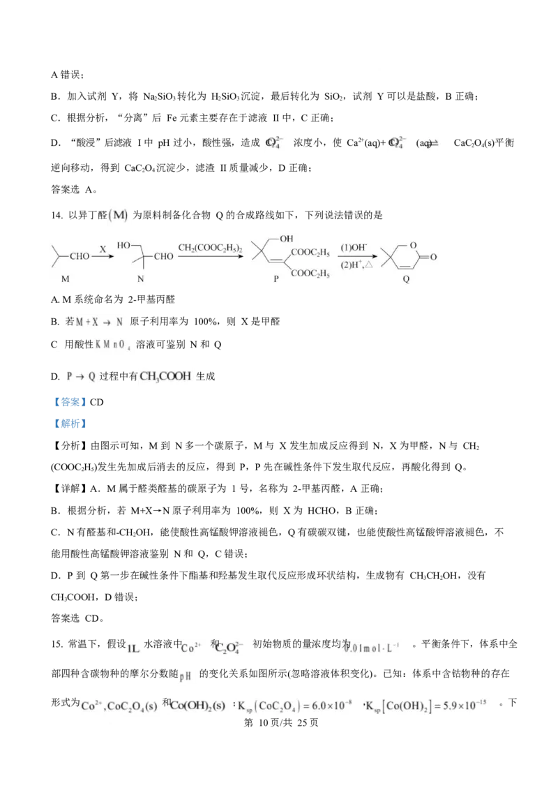 2025年高考化学试卷（山东卷）（解析卷）_历年高考真题合集_化学历年高考真题_新&middot;Word版2008-2025&middot;高考化学真题_化学（按年份分类）2008-2025_2025&middot;高考化学真题