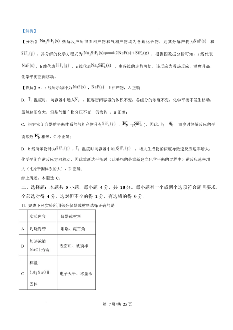 2025年高考化学试卷（山东卷）（解析卷）_历年高考真题合集_化学历年高考真题_新&middot;Word版2008-2025&middot;高考化学真题_化学（按年份分类）2008-2025_2025&middot;高考化学真题