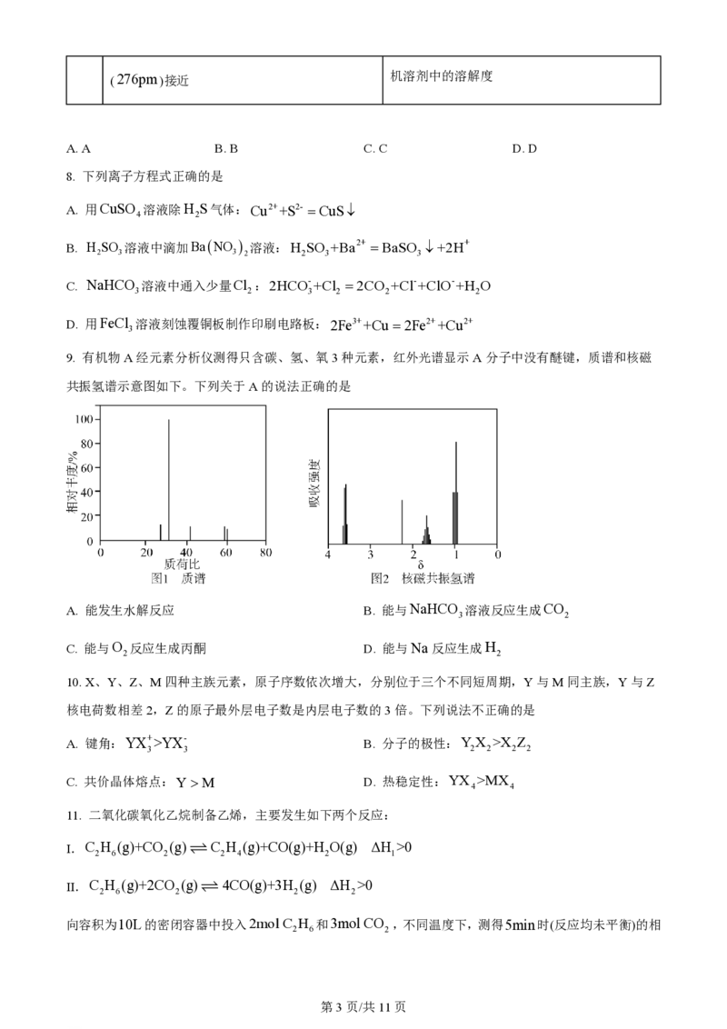 2024年高考化学试卷（浙江）（6月）（空白卷）_历年高考真题合集_化学历年高考真题_新&middot;PDF版2008-2025&middot;高考化学真题_化学（按年份分类）2008-2025_2024&middot;高考化学真题