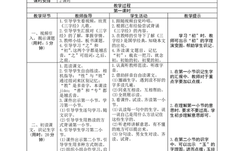 识字8《人之初》导学案_一年级语文下册（统编版）_老课标资料_教案反思+导学案_表格式_1版表格式导学案