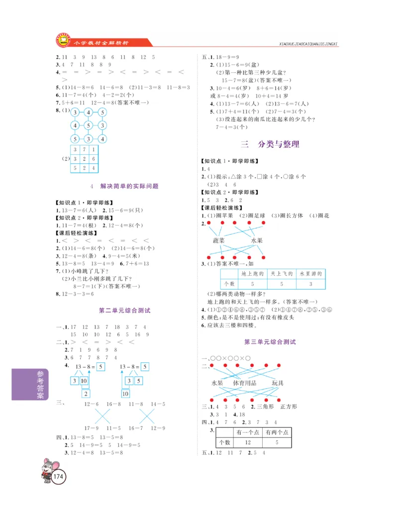 《教材全解精析》数学1年级下册（RJ）_一年级上下册资料_小学一年级学习资料-25年更新版_1-04、小学一年级数学下册_1-4-2、练习题、作业、试题、试卷_人教版_电子册