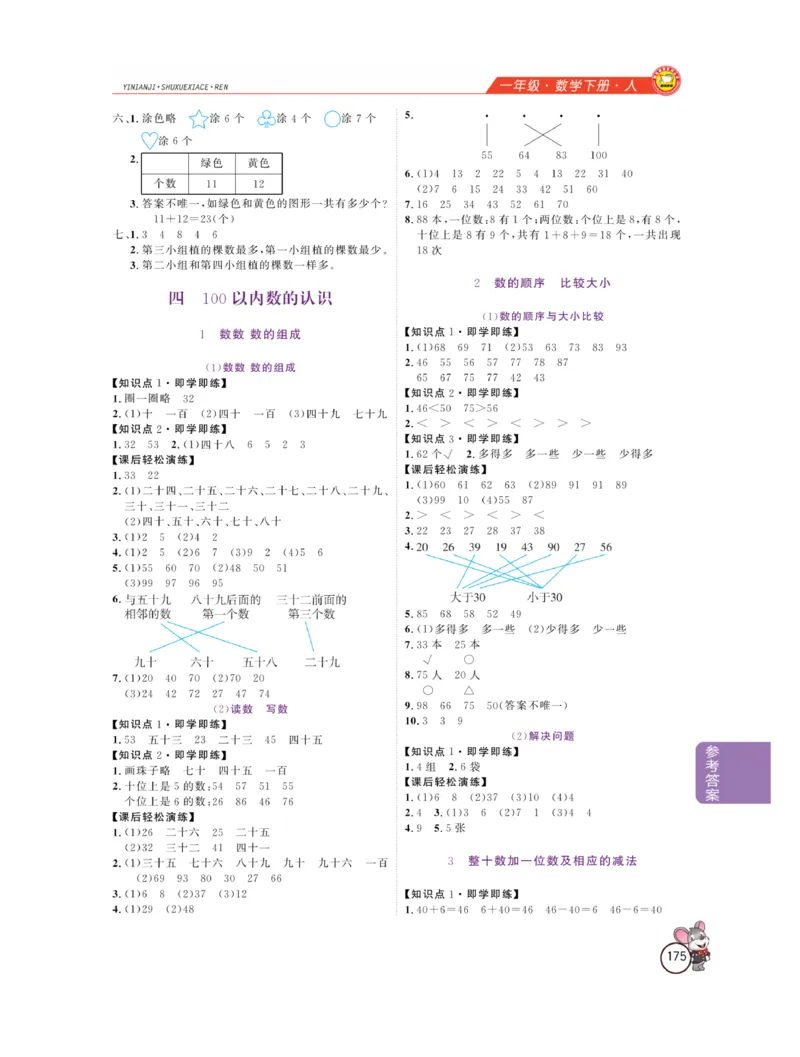 《教材全解精析》数学1年级下册（RJ）_一年级上下册资料_小学一年级学习资料-25年更新版_1-04、小学一年级数学下册_1-4-2、练习题、作业、试题、试卷_人教版_电子册