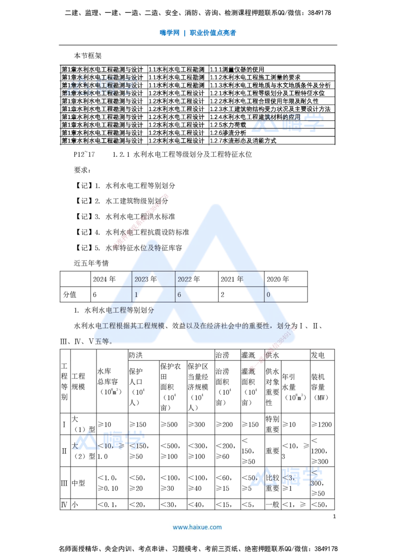 04.2025马丽娜-3D实景通关-第1章（3）工程等级划分及特征水位_2026年一级建造师_2026年一建水利_2025年一建水利SVIP_02-基础精讲✿高端面授✿深度强化_讲义