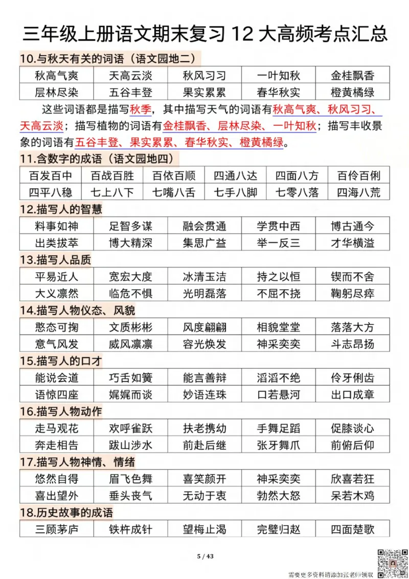 1125三年级上册语文期末复习12大高频考点汇总纯图版_三年级上下册资料_三年级上册小红书同款资料_三年级(1)