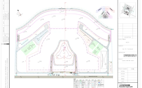 附件3：附件3：土方开挖施工平面布置图_2021-2023年优秀施组方案_施工方案_埃及阿拉曼标志塔项目-基坑土方开挖及降水工程专项施工方案_1、施工方案
