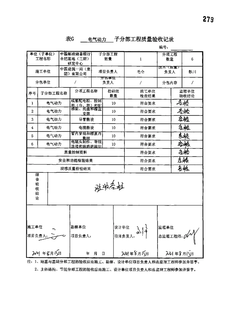 研发中心-分部子分部验收记录_2021-2023年优秀施组方案_施工组织设计_施组18-中国邮政储蓄银行合肥基地（三期）施工组织设计_3-单位工程、分部工程验收记录