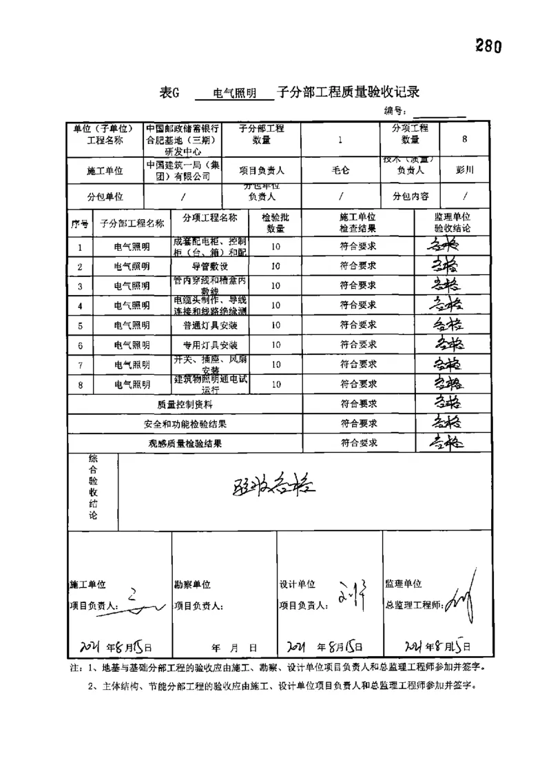 研发中心-分部子分部验收记录_2021-2023年优秀施组方案_施工组织设计_施组18-中国邮政储蓄银行合肥基地（三期）施工组织设计_3-单位工程、分部工程验收记录