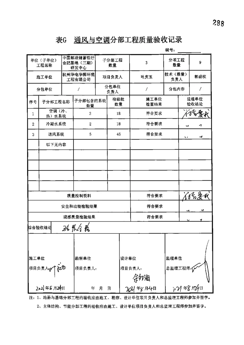 研发中心-分部子分部验收记录_2021-2023年优秀施组方案_施工组织设计_施组18-中国邮政储蓄银行合肥基地（三期）施工组织设计_3-单位工程、分部工程验收记录