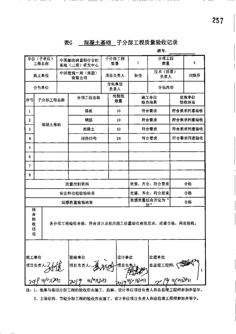 研发中心-分部子分部验收记录_2021-2023年优秀施组方案_施工组织设计_施组18-中国邮政储蓄银行合肥基地（三期）施工组织设计_3-单位工程、分部工程验收记录
