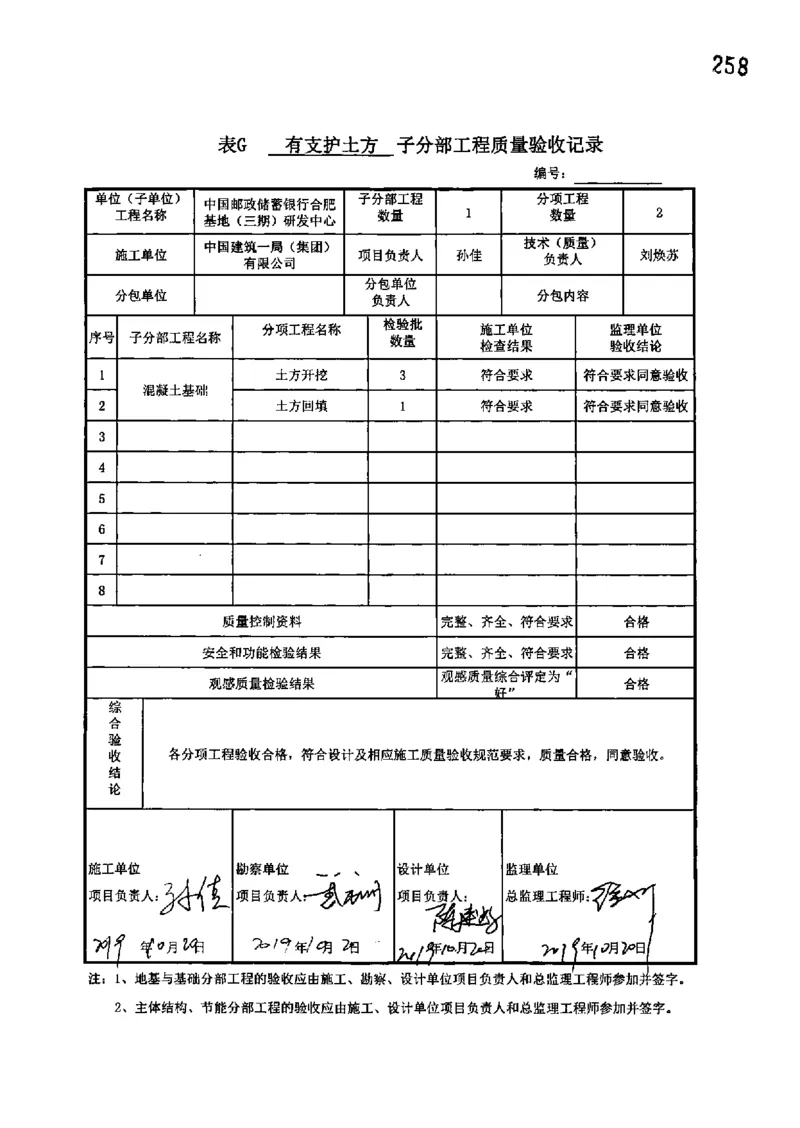研发中心-分部子分部验收记录_2021-2023年优秀施组方案_施工组织设计_施组18-中国邮政储蓄银行合肥基地（三期）施工组织设计_3-单位工程、分部工程验收记录