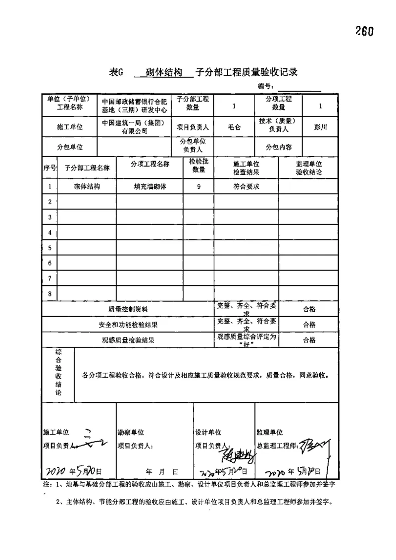 研发中心-分部子分部验收记录_2021-2023年优秀施组方案_施工组织设计_施组18-中国邮政储蓄银行合肥基地（三期）施工组织设计_3-单位工程、分部工程验收记录