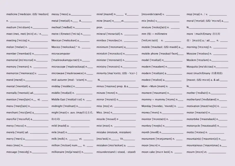 英语92高中英语词汇3500词&mdash;带音标（英译汉默写版）_S054高中英语备考必备学习资料包