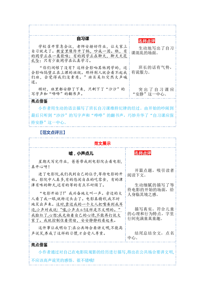 第六单元习作：用多大的声音（范文点评）（统编版）_一年级语文上册（统编版）_单元写作能力提升_老课标