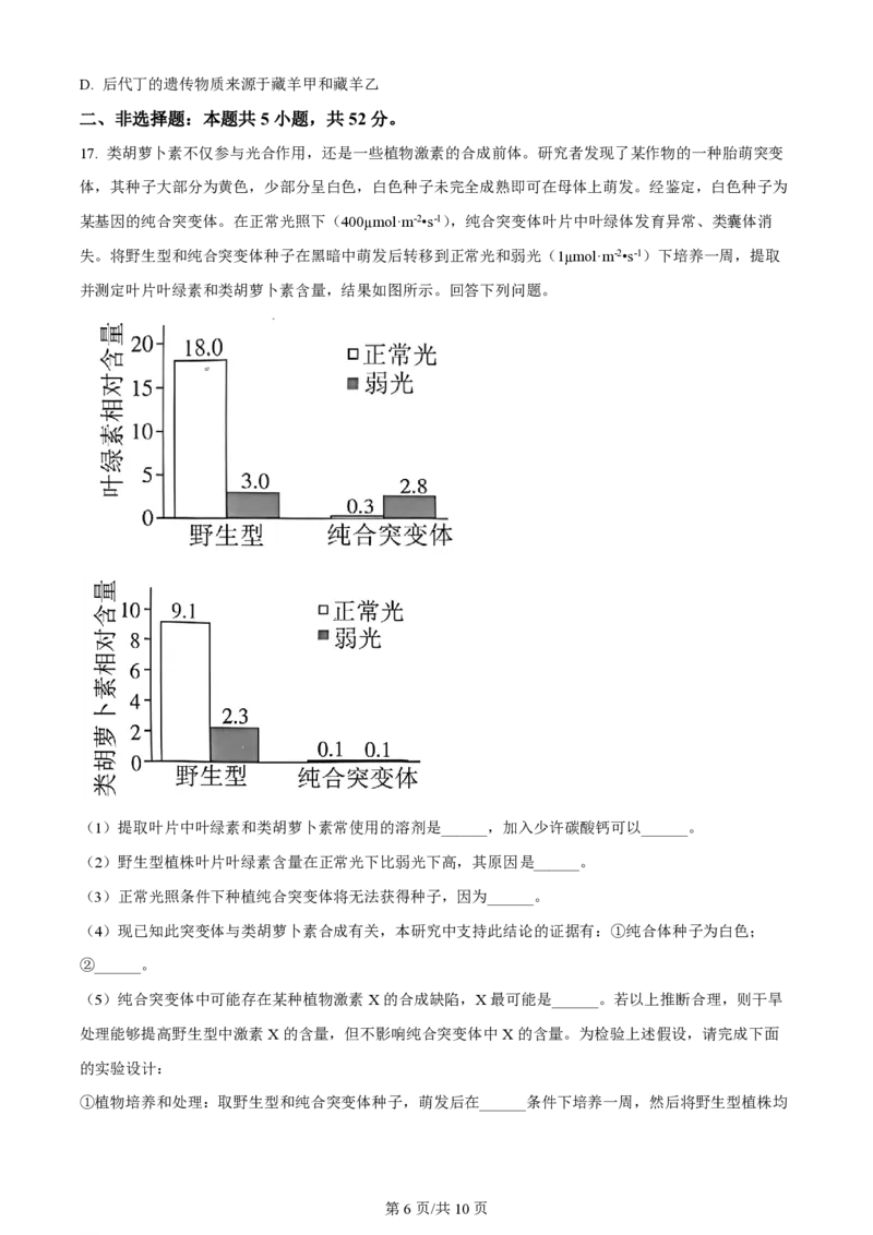 2024年高考生物试卷（甘肃）（空白卷）_生物历年高考真题_新&middot;PDF版2008-2025&middot;高考生物真题_生物（按年份分类）2008-2025_2024&middot;高考生物真题