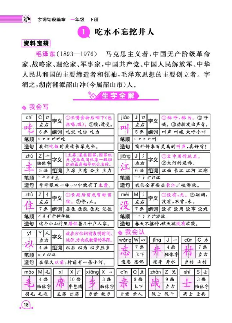 《字词句段篇章》语文1年级下册（RJ）_一年级上下册资料_小学一年级学习资料-25年更新版_1-02、小学一年级语文下册_3-6-2-2、练习题、作业、专项、试卷_部编（人教）版_电子册类