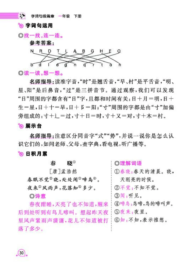 《字词句段篇章》语文1年级下册（RJ）_一年级上下册资料_小学一年级学习资料-25年更新版_1-02、小学一年级语文下册_3-6-2-2、练习题、作业、专项、试卷_部编（人教）版_电子册类