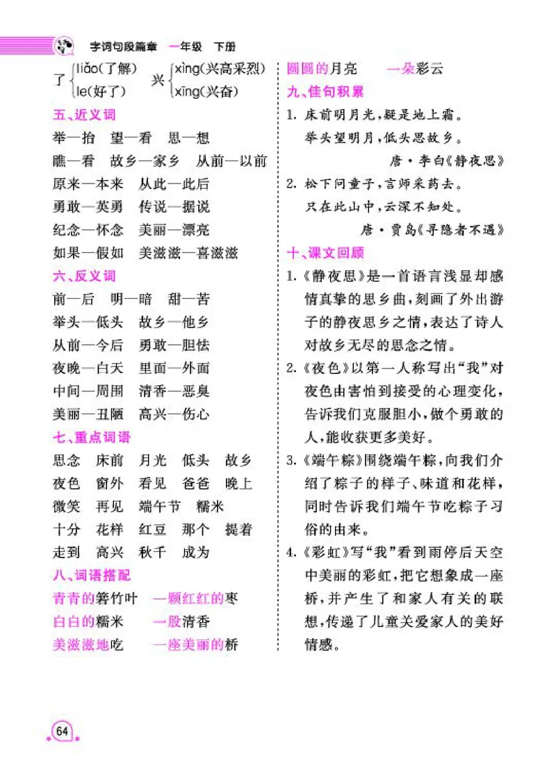 《字词句段篇章》语文1年级下册（RJ）_一年级上下册资料_小学一年级学习资料-25年更新版_1-02、小学一年级语文下册_3-6-2-2、练习题、作业、专项、试卷_部编（人教）版_电子册类