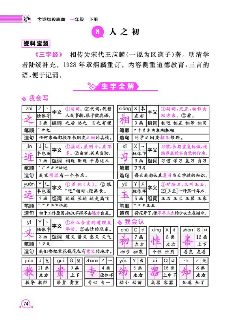 《字词句段篇章》语文1年级下册（RJ）_一年级上下册资料_小学一年级学习资料-25年更新版_1-02、小学一年级语文下册_3-6-2-2、练习题、作业、专项、试卷_部编（人教）版_电子册类
