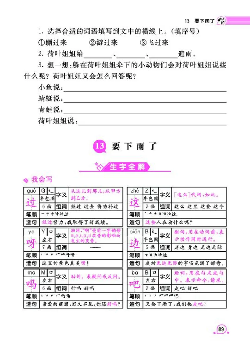 《字词句段篇章》语文1年级下册（RJ）_一年级上下册资料_小学一年级学习资料-25年更新版_1-02、小学一年级语文下册_3-6-2-2、练习题、作业、专项、试卷_部编（人教）版_电子册类