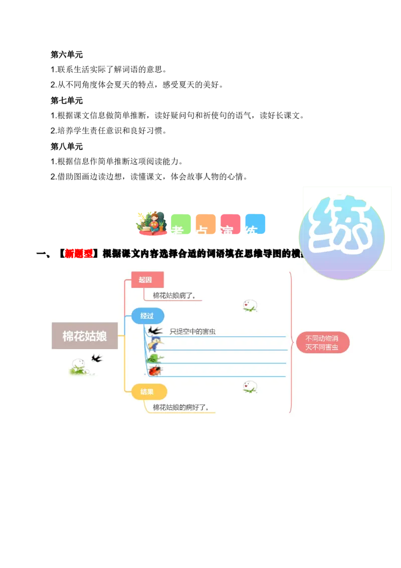 专题06课文梳理（专项训练）（统编版.2024）_一年级语文下册（统编版）_期末总复习