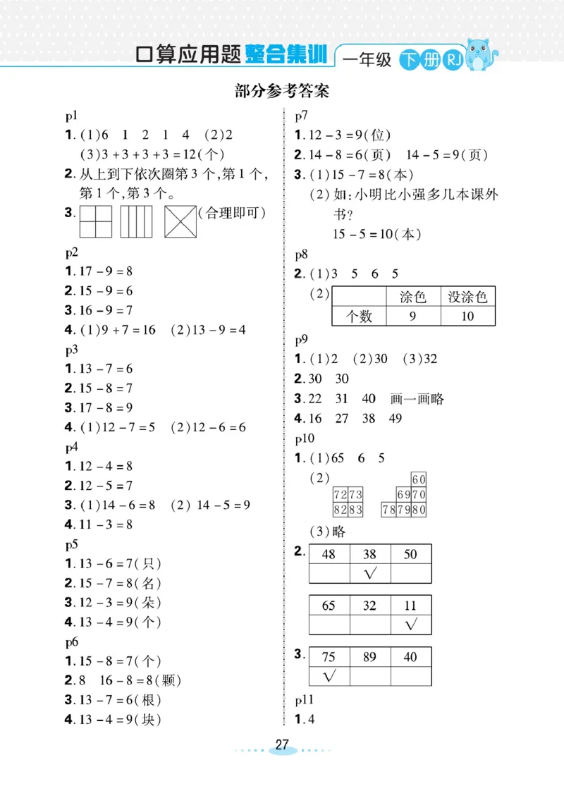 《小螺号》必刷应用题数学1年级下册（RJ）_一年级上下册资料_小学一年级学习资料-25年更新版_1-04、小学一年级数学下册_1-4-2、练习题、作业、试题、试卷_人教版_电子册