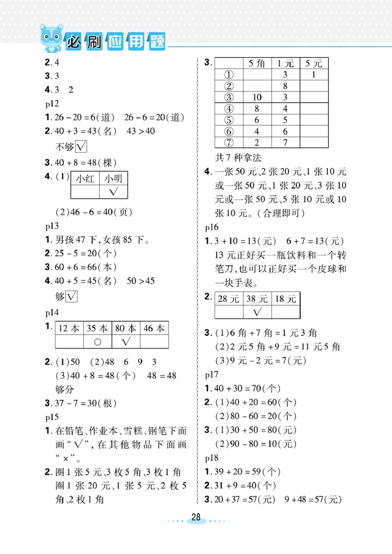 《小螺号》必刷应用题数学1年级下册（RJ）_一年级上下册资料_小学一年级学习资料-25年更新版_1-04、小学一年级数学下册_1-4-2、练习题、作业、试题、试卷_人教版_电子册