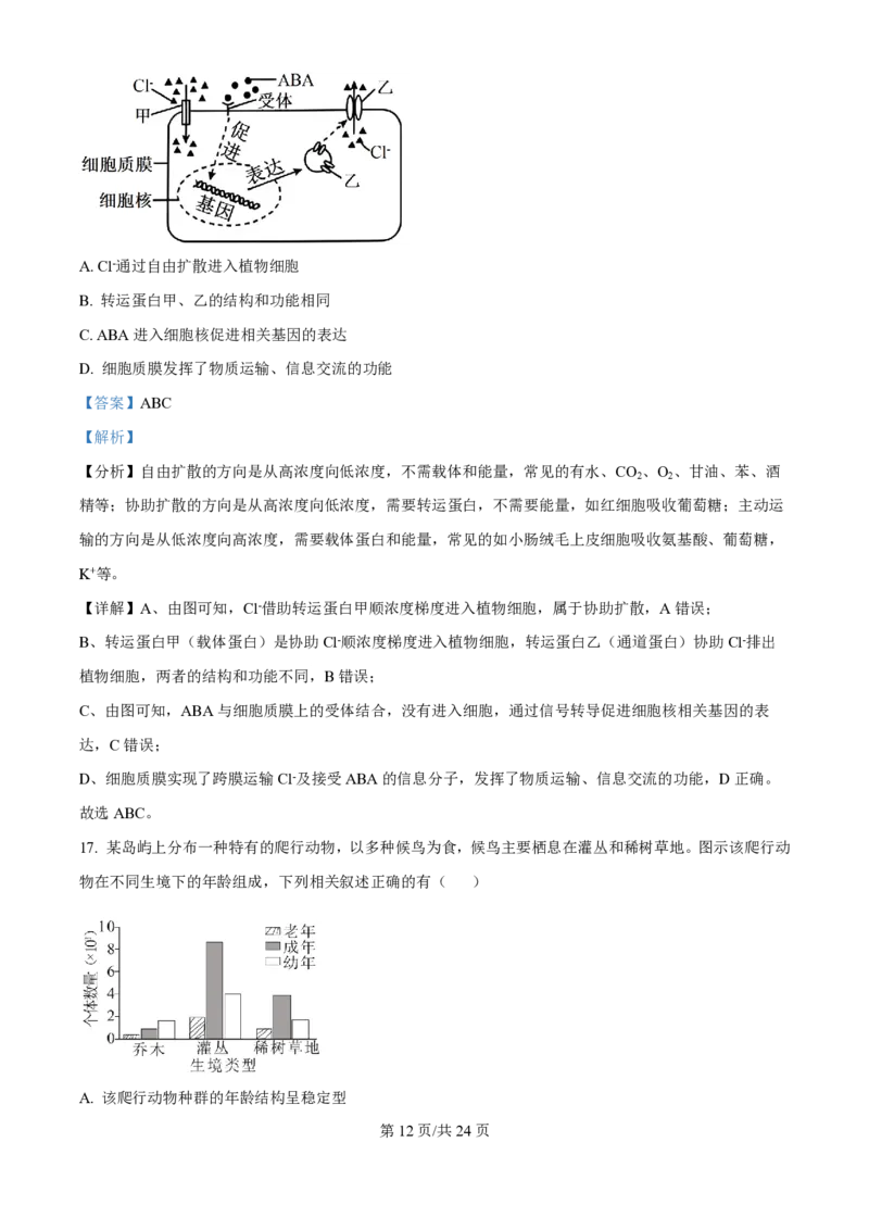 2025年高考生物试卷（江苏卷）（解析卷）_生物历年高考真题_新&middot;PDF版2008-2025&middot;高考生物真题_生物（按年份分类）2008-2025_2025&middot;高考生物真题
