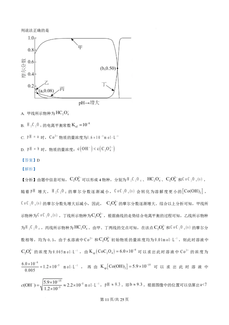 2025年高考化学试卷（山东卷）（解析卷）_历年高考真题合集_化学历年高考真题_新&middot;PDF版2008-2025&middot;高考化学真题_化学（按年份分类）2008-2025_2025&middot;高考化学真题
