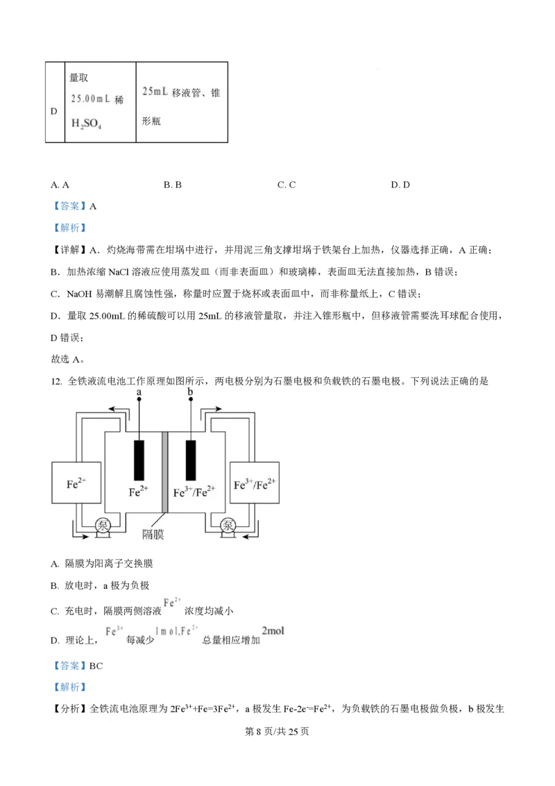 2025年高考化学试卷（山东卷）（解析卷）_历年高考真题合集_化学历年高考真题_新&middot;PDF版2008-2025&middot;高考化学真题_化学（按年份分类）2008-2025_2025&middot;高考化学真题
