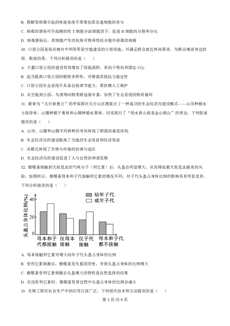 2025年高考生物试卷（河北卷）（空白卷）_生物历年高考真题_新&middot;PDF版2008-2025&middot;高考生物真题_生物（按年份分类）2008-2025_2025&middot;高考生物真题