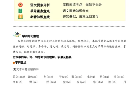 第八单元（知识清单）-（统编版）_一年级语文下册（统编版）_单元知识复习专项_2025版