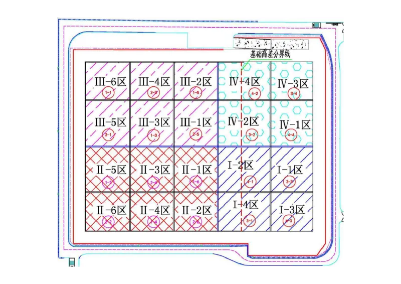 附图3-5地下结构施工阶段流水段划分_2021-2023年优秀施组方案_施工组织设计_曲江电竞产业园--场馆区项目施工组织设计_1.施工组织设计_附表附图