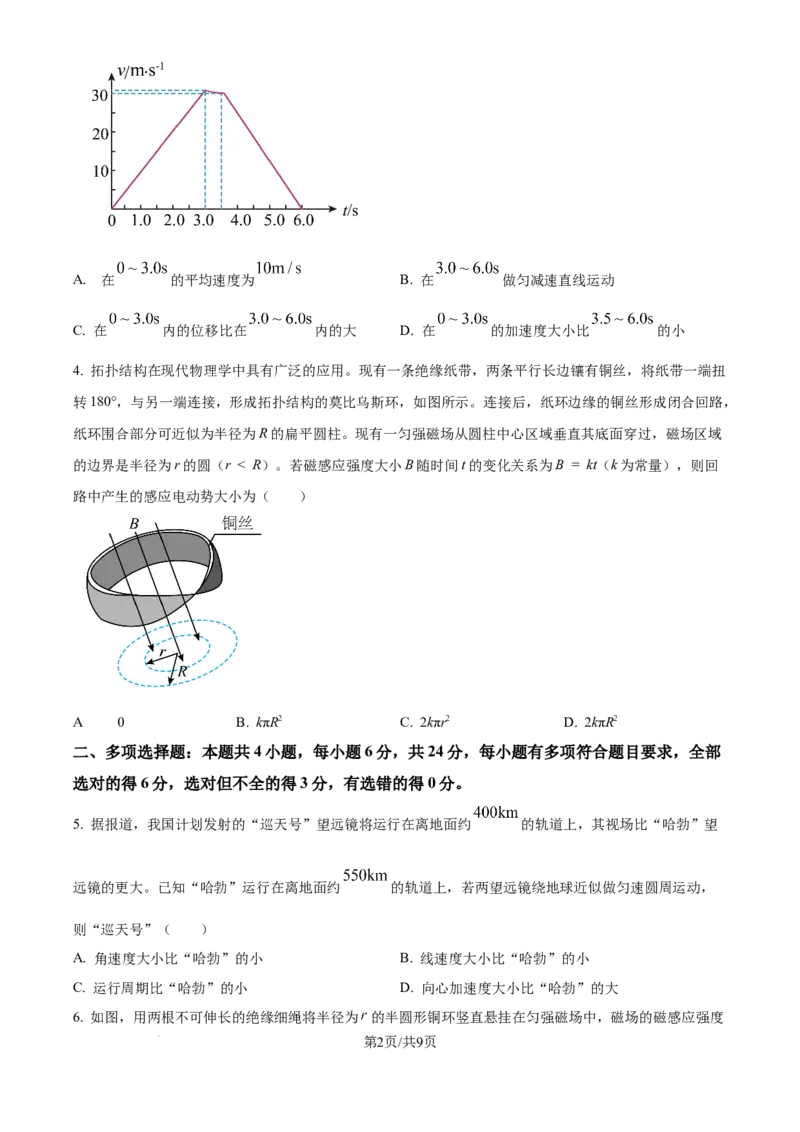 2024年高考物理试卷（福建）（空白卷）_物理历年高考真题_新&middot;Word版2008-2025&middot;高考物理真题_物理（按年份分类）2008-2025_2024&middot;高考物理真题