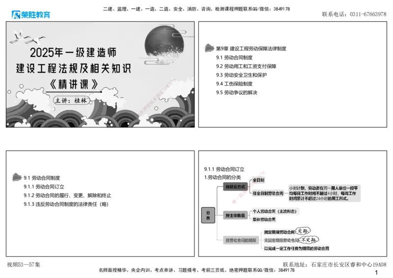 视频53&mdash;57集第9章建设工程劳动保障法律制度1（可打印版）_2026年一建法规_2025年一建法规SVIP_02-基础精讲✿高端面授✿深度强化_12-法规《教材精讲班》桂林RS_讲义