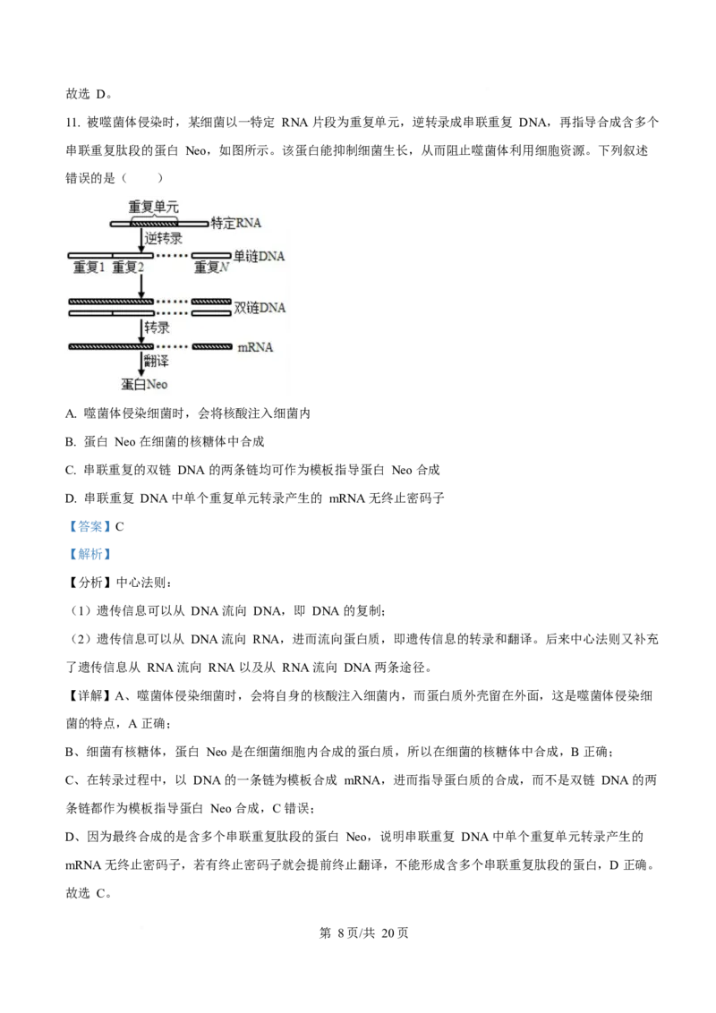 2025年高考生物试卷（湖南卷）（解析卷）_生物历年高考真题_新&middot;Word版2008-2025&middot;高考生物真题_生物（按年份分类）2008-2025_2025&middot;高考生物真题