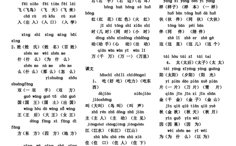 一年级下册带拼音写字词表_一年级语文下册（统编版）_老课标资料_一下语文含教学视频_第一套_009-试题试卷word版可下载打印_部编一年级期末复习和试卷