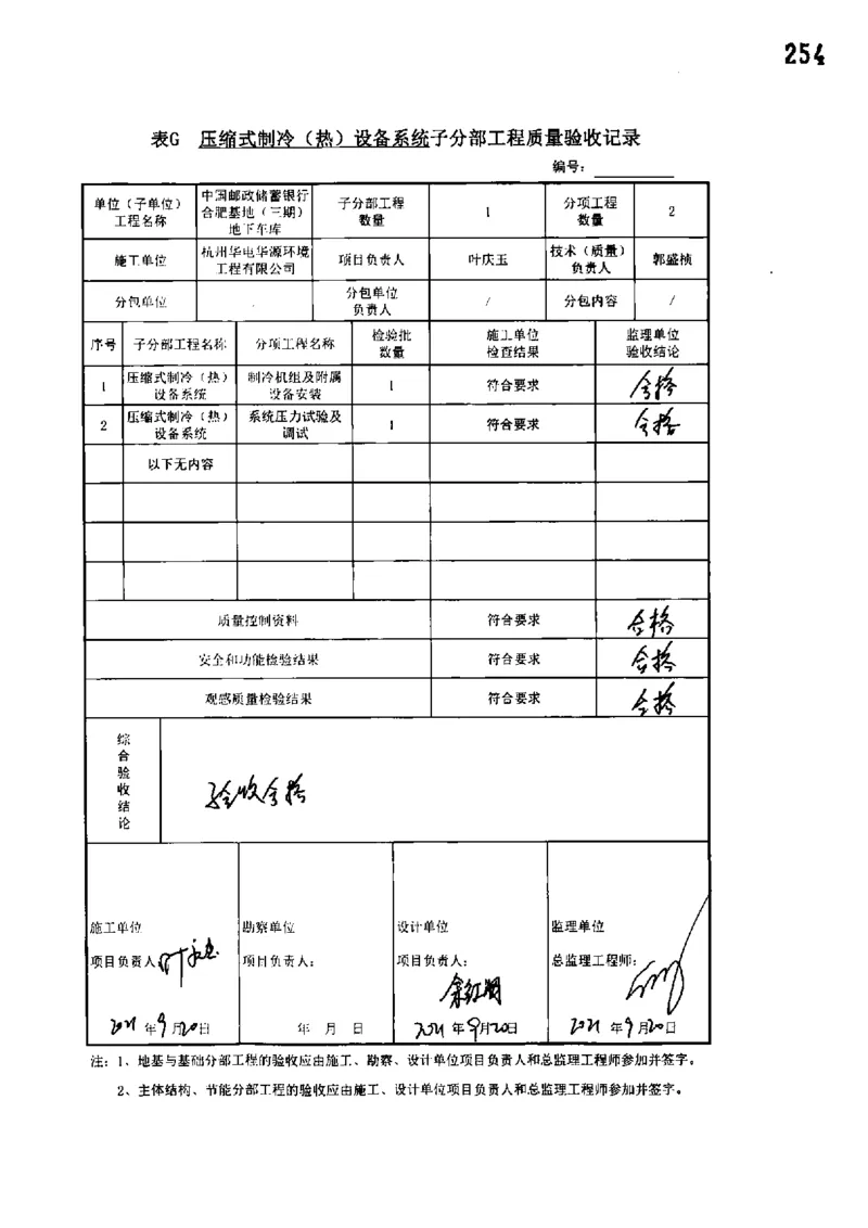 地下车库-分部子分部验收记录_2021-2023年优秀施组方案_施工组织设计_施组18-中国邮政储蓄银行合肥基地（三期）施工组织设计_3-单位工程、分部工程验收记录