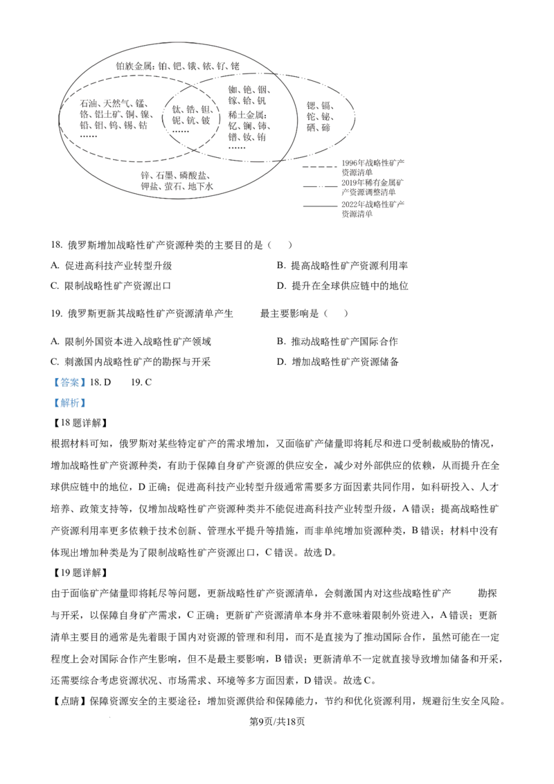 2025年高考地理试卷（浙江1月卷）（解析卷）_地理历年高考真题_新&middot;Word版2008-2025&middot;高考地理真题_地理（按年份分类）2008-2025_2025&middot;地理高考真题