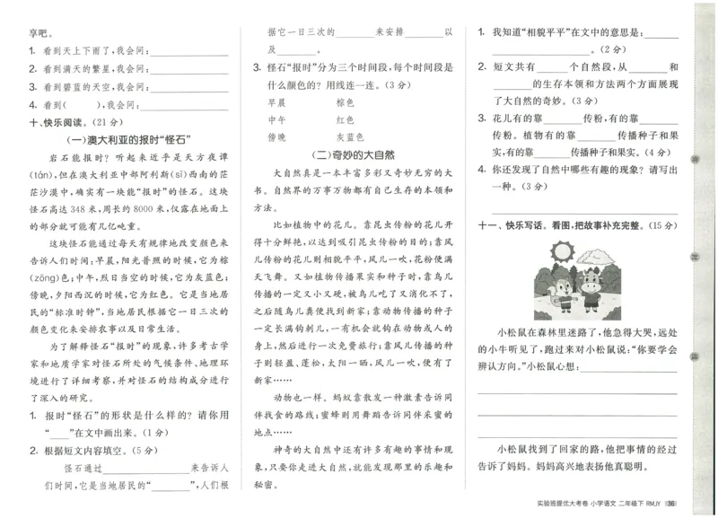《实验班提优大考卷》语文2年级下册（RJ）_二年级上下册资料_小学二年级学习资料-25年更新版_2-02、小学二年级语文下册_2-2-2、练习题、作业、试题、试卷_电子册类