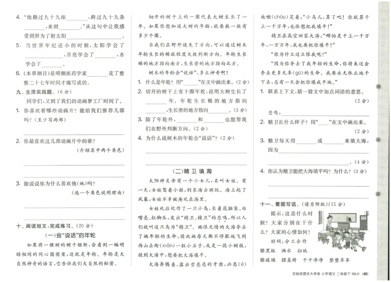 《实验班提优大考卷》语文2年级下册（RJ）_二年级上下册资料_小学二年级学习资料-25年更新版_2-02、小学二年级语文下册_2-2-2、练习题、作业、试题、试卷_电子册类