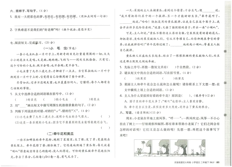 《实验班提优大考卷》语文2年级下册（RJ）_二年级上下册资料_小学二年级学习资料-25年更新版_2-02、小学二年级语文下册_2-2-2、练习题、作业、试题、试卷_电子册类