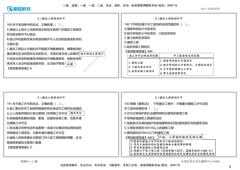 视频10&mdash;11集2025一建法律法规破题第181&mdash;220题（可打印版）_2026年一建法规_2025年一建法规SVIP_03-习题精析✿实战特训✿模考通关_18-法规《破题提升班》桂林RS_讲义