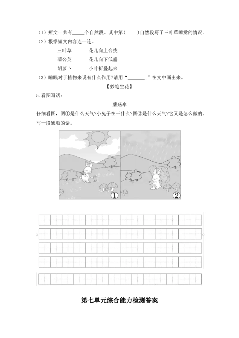 第七单元（单元检测）-（统编版）_一年级语文下册（统编版）_老课标资料_单元测试