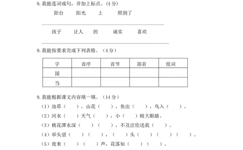 城关小学一年级下册语文期中综合测试卷_一年级语文下册（统编版）_老课标资料_一下语文含教学视频_第一套_009-试题试卷word版可下载打印_部编一年级期中复习和试卷