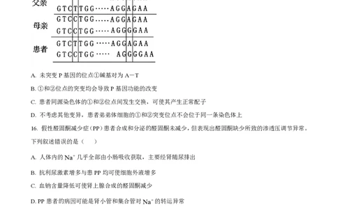2024年高考生物试卷（河北）（空白卷）_生物历年高考真题_新&middot;PDF版2008-2025&middot;高考生物真题_生物（按年份分类）2008-2025_2024&middot;高考生物真题