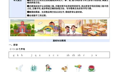 第三单元（知识清单）-（统编版&middot;2024秋）_一年级语文上册（统编版）_期末总复习