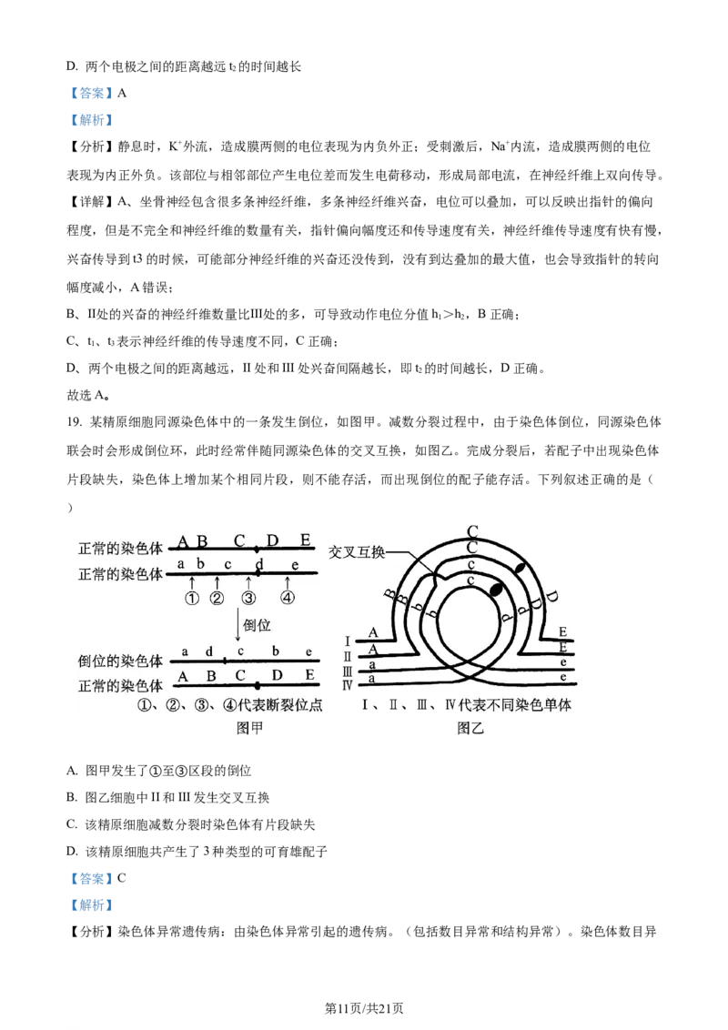 2024年高考生物试卷（浙江）（1月）（解析卷）_生物历年高考真题_新&middot;Word版2008-2025&middot;高考生物真题_生物（按年份分类）2008-2025_2024&middot;高考生物真题