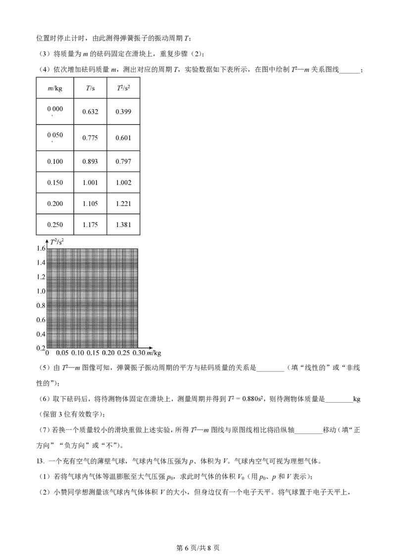 2024年高考物理试卷（湖南）（空白卷）_物理历年高考真题_新&middot;PDF版2008-2025&middot;高考物理真题_物理（按年份分类）2008-2025_2024&middot;高考物理真题