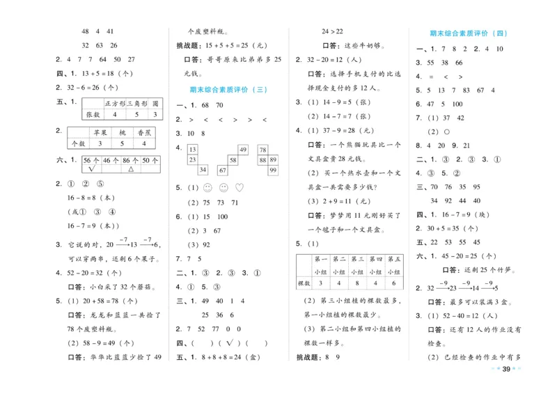 《好卷》23春数学1年级下册（RJ）_一年级上下册资料_小学一年级学习资料-25年更新版_1-04、小学一年级数学下册_1-4-2、练习题、作业、试题、试卷_人教版_电子册