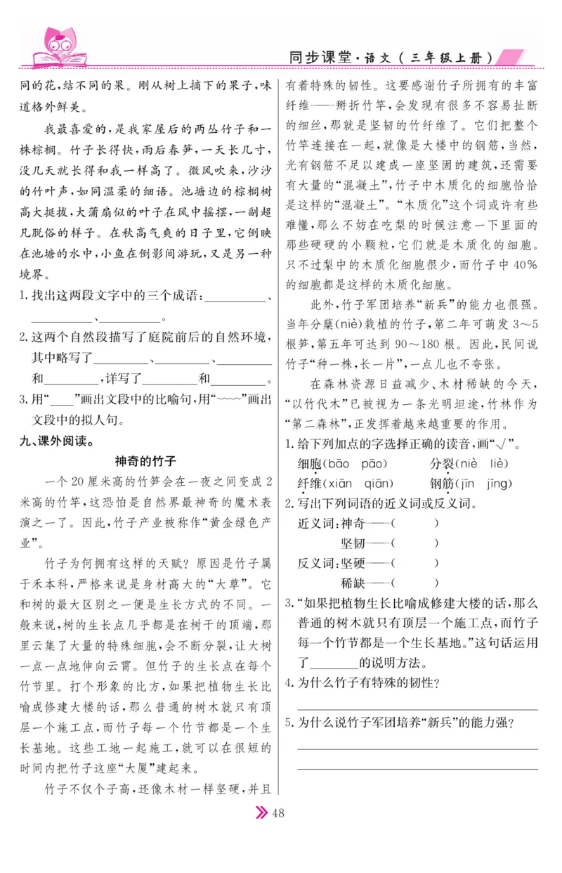 《同步课堂》语文3年级上册（RJ）_三年级上下册资料_小学三年级学习资料-25年更新版_3-01、小学三年级语文上册_3-1-2、练习题、作业、试题、试卷_电子册类